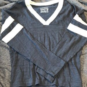 Faherty Navy and White Long Sleeve Tee